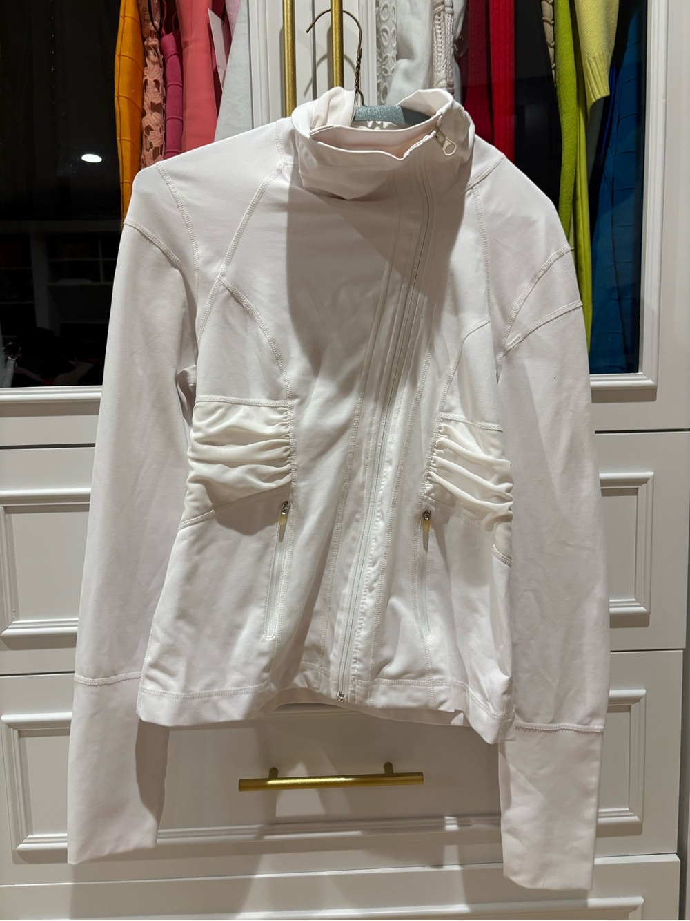 Zella White Asymmetric Zip Bomber Jacket